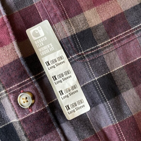 Carhartt Rugged Flex Loose Fit Midweight Flannel Plaid Shirt Women's 1X NWT - Picture 3 of 8